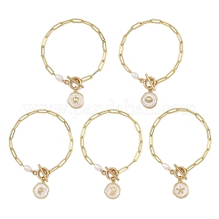 Braccialetti con ciondoli in ottone smaltato a tema oceanico&nbsp;BJEW-JB13879