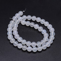 Brins de perles rondes en agate blanche naturelle de qualité A&nbsp;G-F256-01-6mm-A