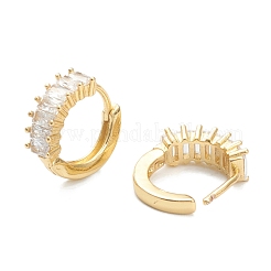 Messing Micro Pave klare Zirkonia Huggie Creolen&nbsp;EJEW-A058-28G