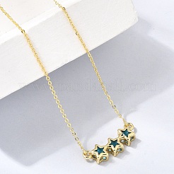 Colliers pendentifs triple étoile en laiton et verre&nbsp;KK-CBAB173-03G-12