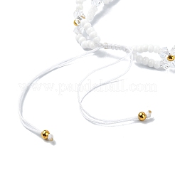 Braccialetti da donna con perline intrecciate regolabili con fiori di vetro intrecciato&nbsp;BJEW-MZ00100-03