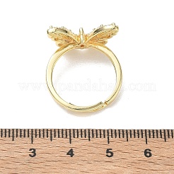 Anelli regolabili in ottone a forma di farfalla con zirconi cubici trasparenti&nbsp;CU-CBA7E55-18G-01
