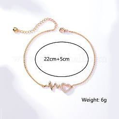 Elegante Fußkettchen aus Messing mit Mikropavé und Zirkonia-Herzanhänger für den Strandurlaub&nbsp;QS8241