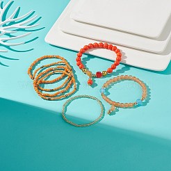 Set di braccialetti elastici con perline miste naturali e sintetiche in stile 7 pz 7 e semi di vetro&nbsp;BJEW-JB08892-03