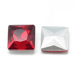 Cabochons en verre avec strass de dos avec point&nbsp;RGLA-T027-8x8mm-05