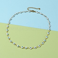 Bösen blick 304 edelstahl emaille link ketten armbänder & halsketten schmuck sets&nbsp;SJEW-JS01152