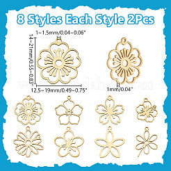 16 pièce 8 styles 201 pendentifs en acier inoxydable&nbsp;STAS-WR0001-40