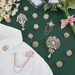 16 stücke 5 arten blume legierung strass broschen für kleidung&nbsp;JEWB-NB0001-26KCG