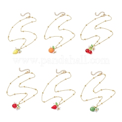 6 collier pendentif en résine en forme de fruit&nbsp;NJEW-JN05204