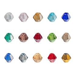 1500pcs 15 Stil facettierte Doppelkegel-Glasperlen&nbsp;EGLA-FS0001-03