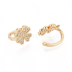 Orecchini a polsino in zircone chiaro con micro pavè di ottone&nbsp;EJEW-T047-73G