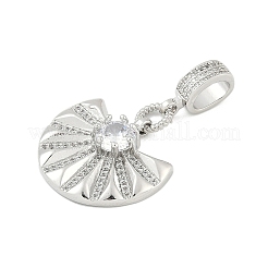 Messing klar Zirkonia Fan europäischen Anhänger Charms&nbsp;KK-Z090-05P