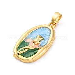 Pendentifs d'émail en laiton &nbsp;KK-Z084-15G-02