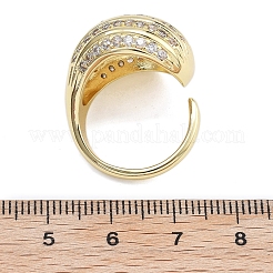 Gestellplattierung Messing Mikropflaster klare Zirkonia Manschettenfingerringe für Frauen&nbsp;RJEW-M028-41G