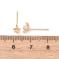 Ohrstecker mit Blumenmotiv aus Messing mit Mikropflaster und klaren Zirkonia&nbsp;EJEW-L278-07G