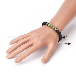 Natürliches Lavastein und nicht magnetische synthetische Hämatitperlen geflochtene Perlenarmbänder&nbsp;BJEW-JB03975