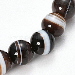 Agata a strisce naturali / bracciali elasticizzati con bordino in agata fasciati&nbsp;X-BJEW-Q692-03I