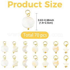 70 pièces 7 styles pendentifs en coquille d'eau douce naturelle&nbsp;PALLOY-YW00218
