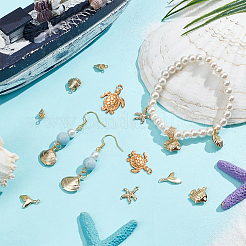 14 Stück Messing-Charms in 7 Stilen mit Meeresmotiven&nbsp;FIND-PH0022-95