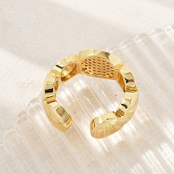Anillos abiertos de circonita cúbica transparente con micro pavé de latón para mujer&nbsp;RJEW-M026-01G-01