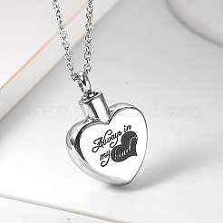 Collar con colgante de acero inoxidable quirúrgico 316 con forma de corazón y palabra que no se deslustra.&nbsp;YK3384-1