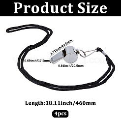 4 collana con ciondolo a forma di fischietto in acciaio inossidabile 304 e cordino nero&nbsp;NJEW-GF0001-25P