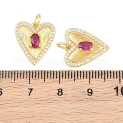 Pendenti in ottone micro pavé di zirconi rossi viola medio&nbsp;CU-CBAB3AD-09G-02