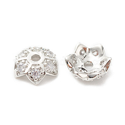 Tappi di perline in zirconia cubica trasparente micro pavé in ottone&nbsp;KK-G420-32P-01
