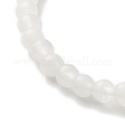 Conjunto de pulsera elástica de cuentas redondas de jade blanco natural&nbsp;BJEW-JB07000