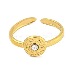 Manschettenring aus 304 Edelstahl mit Zirkonia-Blumenmotiv&nbsp;RJEW-S406-02G-02