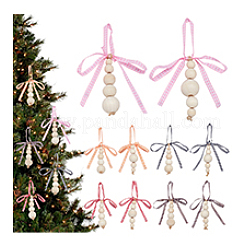 30 pièces 10 styles de décorations pendentif en perles en bois&nbsp;HJEW-AB00736