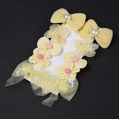 5 Paar Alligator-Haarspangen aus Polyester mit Schleife und Blumen im 5-Stil&nbsp;PHAR-C012-01E
