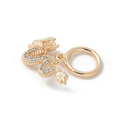 Ciondolo pendente europeo drago in ottone micro pavé di zirconi cubici trasparenti&nbsp;KK-U052-38G