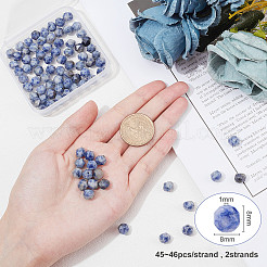 2 brin de perles de jaspe bleu naturel&nbsp;G-OC0001-85A
