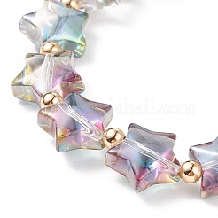 Pulsera elástica con cuentas de estrella de vidrio para mujer&nbsp;BJEW-JB08273