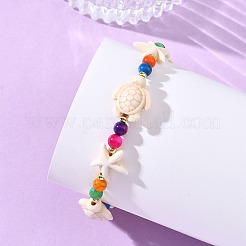 Braccialetti da donna con perline di turchese sintetico e conchiglie d'acqua dolce naturali.&nbsp;BJEW-JB13969