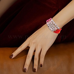 12pcs bracelets extensibles de graine de verre de mot d'inspiration sertis de coeur&nbsp;BJEW-SZ0001-20