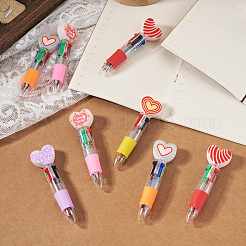 15 penna a sfera multicolore a forma di cuore in plastica da 5 colori&nbsp;AJEW-TA0005-79