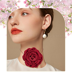 4 Stück 4 Farben Polyester 3D Blumen Wickelhalsketten für Frauen&nbsp;NJEW-SP0001-13