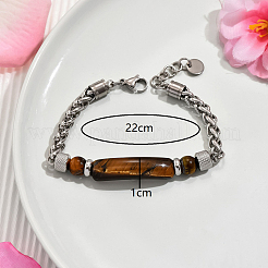 Gliederarmbänder aus natürlichen Tigerauge-Perlen&nbsp;LS-YW5979-2