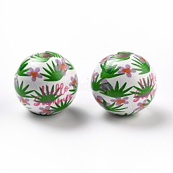Perles de bois de schima européennes peintes à la bombe&nbsp;WOOD-M004-07