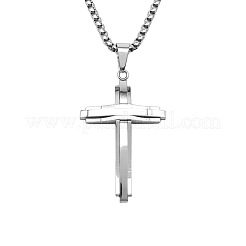 Collana lunga con ciondolo a croce in acciaio inossidabile 304 e catena a maglie quadrate per uomo&nbsp;FS-WG328E8-02