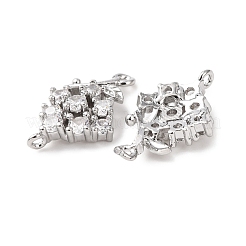 Ciondoli connettore in ottone con micro pavé di zirconi chiari&nbsp;KK-Z142-01P