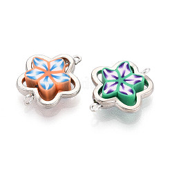 Polymer Clay Blume & CCB Rahmen Verbinder Verbinder Charms&nbsp;CLAY-T022-19B