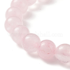 Bracelet extensible en perles de quartz rose naturel rond & coeur & chips&nbsp;BJEW-TA00194