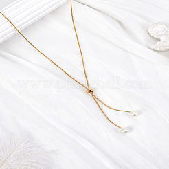 1 collier lariat coulissant à chaîne serpent ronde en laiton de 1 mm&nbsp;NJEW-LP0009-12G