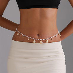 Taillenkette mit Quaste aus Naturmuscheln und Eisen in Form eines Seesterns&nbsp;AJEW-CP0011-35B