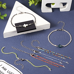 10 pezzo di braccialetti in ferro e ottone in 10 colori con strass di vetro&nbsp;AJEW-TA0001-29