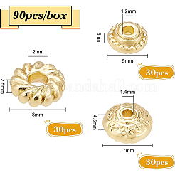 90 x Abstandsperlen aus Legierung im 3-Stil&nbsp;FIND-BC0002-08