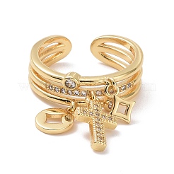 Offener Ring mit Kreuz-&nbsp;RJEW-P032-31G